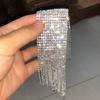 Hot Sale Full CZ Cubic Zirconia Wide Long Tassel Strand Bracelets  for Women Silver Plated Copper Accessories Wholesale
