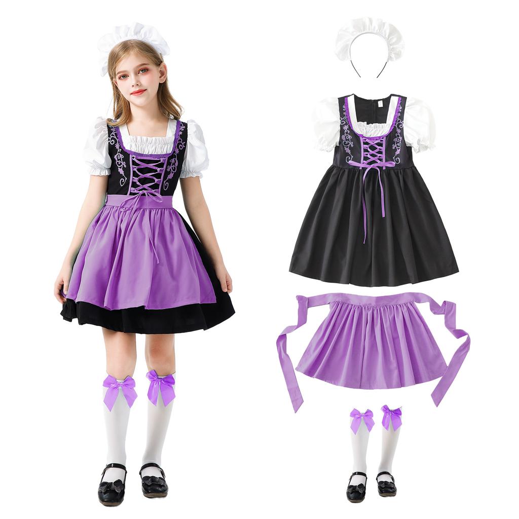 Halloween Bavaria Children's Costume Germany Munich Oktoberfest Maid Dress Girl Dirndl Dress