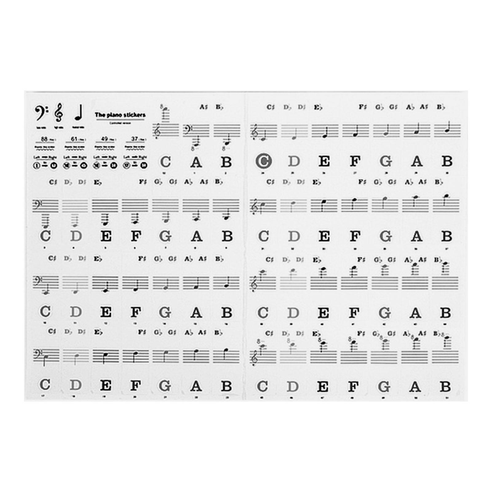 

88 61 54 Key Piano Keyboard Stickers Removable Keyboard Labels with Staff Notation for Beginners Easy Installation