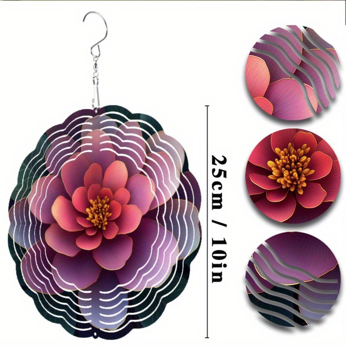 

10-дюймовый металлический ветряк в виде фиолетового цветка с крючком, вращающимся на 360 градусов, для декора сада, патио, двора, улицы, на Рождество, День благодарения, праздник 01A