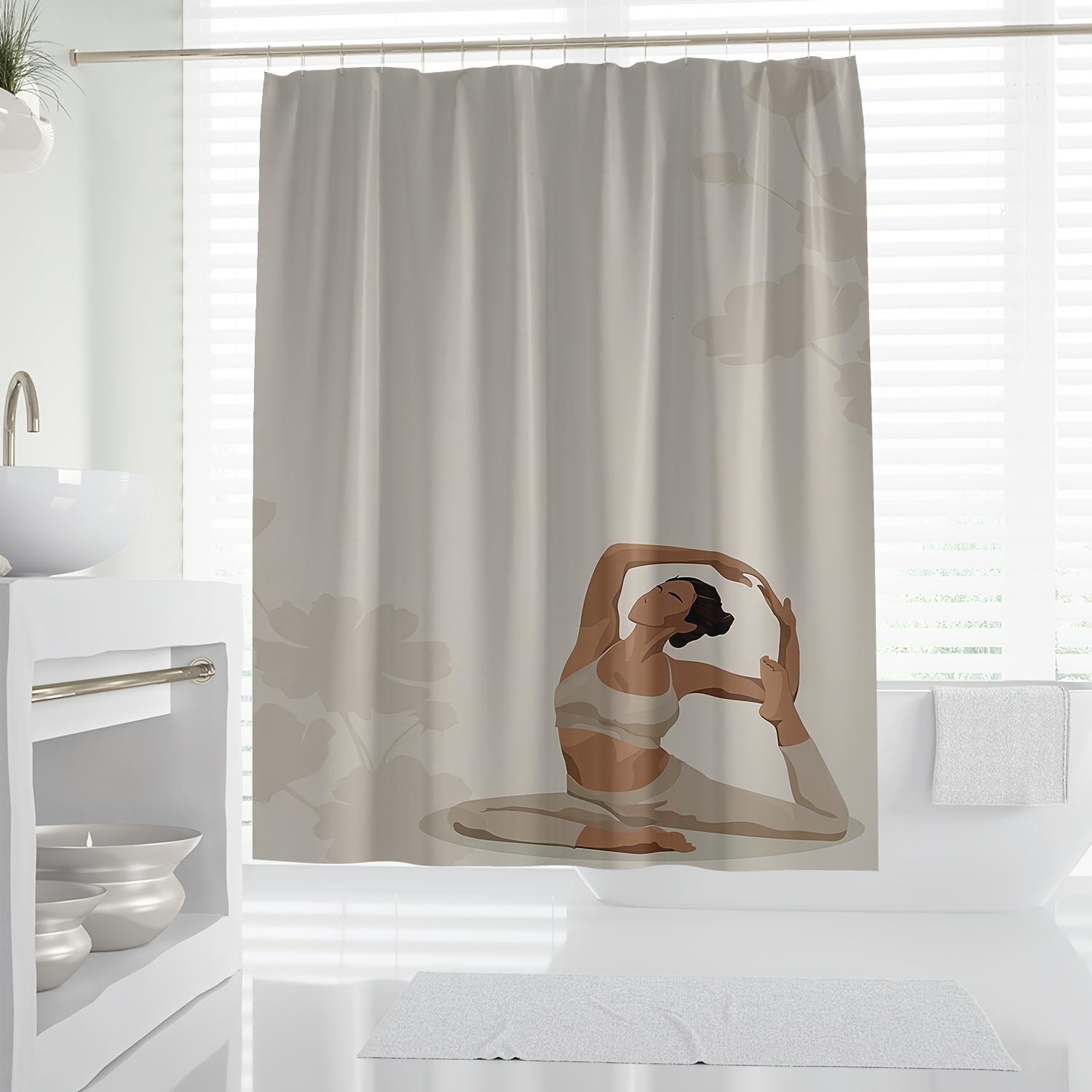 

1Pc Yoga Girl Pattern Shower Curtain, Waterproof Shower Curtain With Hooks, Bathroom Partition, Bathroom Accessories, Home Decor W60H190(CM)-1 Pcs
