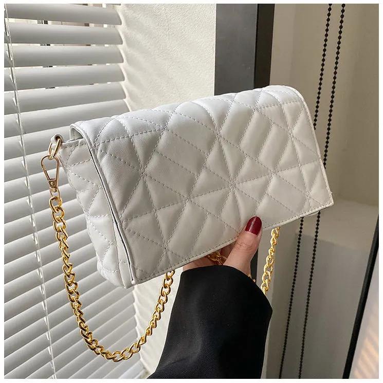 Geantă matlasată de damă geantă de axilă din piele PU geantă cu model diamant pătrată la modă