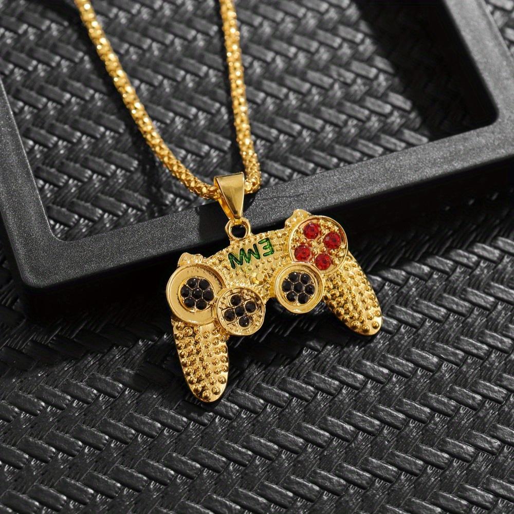 

Gamer Controller Pendant Necklace for Men Studded Gamepad Jewelry Unplated Alloy Chain Video Game Party Accessory Birthday Gift золотистый