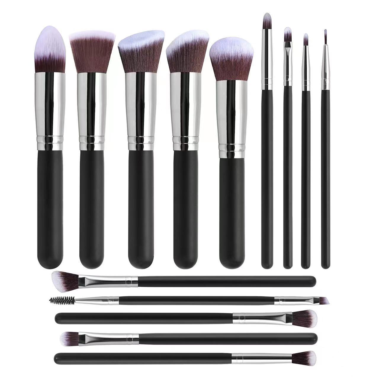 Hot-selling 14-piece Makeup Brush Set Blush Brush Soft Bristle Brush Eyeshadow Brush Foundation Brush Highlight Brush 14Makeup Brush【Black Si