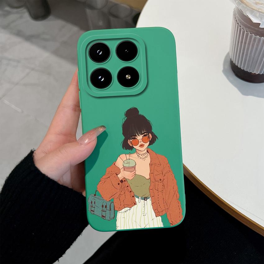 Trendy Girl Liquid Silicone Phone Case For Xiaomi 17 14 14T 15 15T Pro Poco C71 C75 M7 M8 F7 F8 Casing Premium Anti Slip Durable Shell For Xiaomi Capa