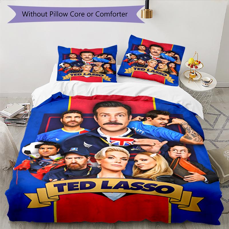 3pcs Ted Lasso Bedding Set Duvet Cover Closure Includes 1 Duvet Cover & 2 Pillowcases, Soft and Comfortable for All Seasons.