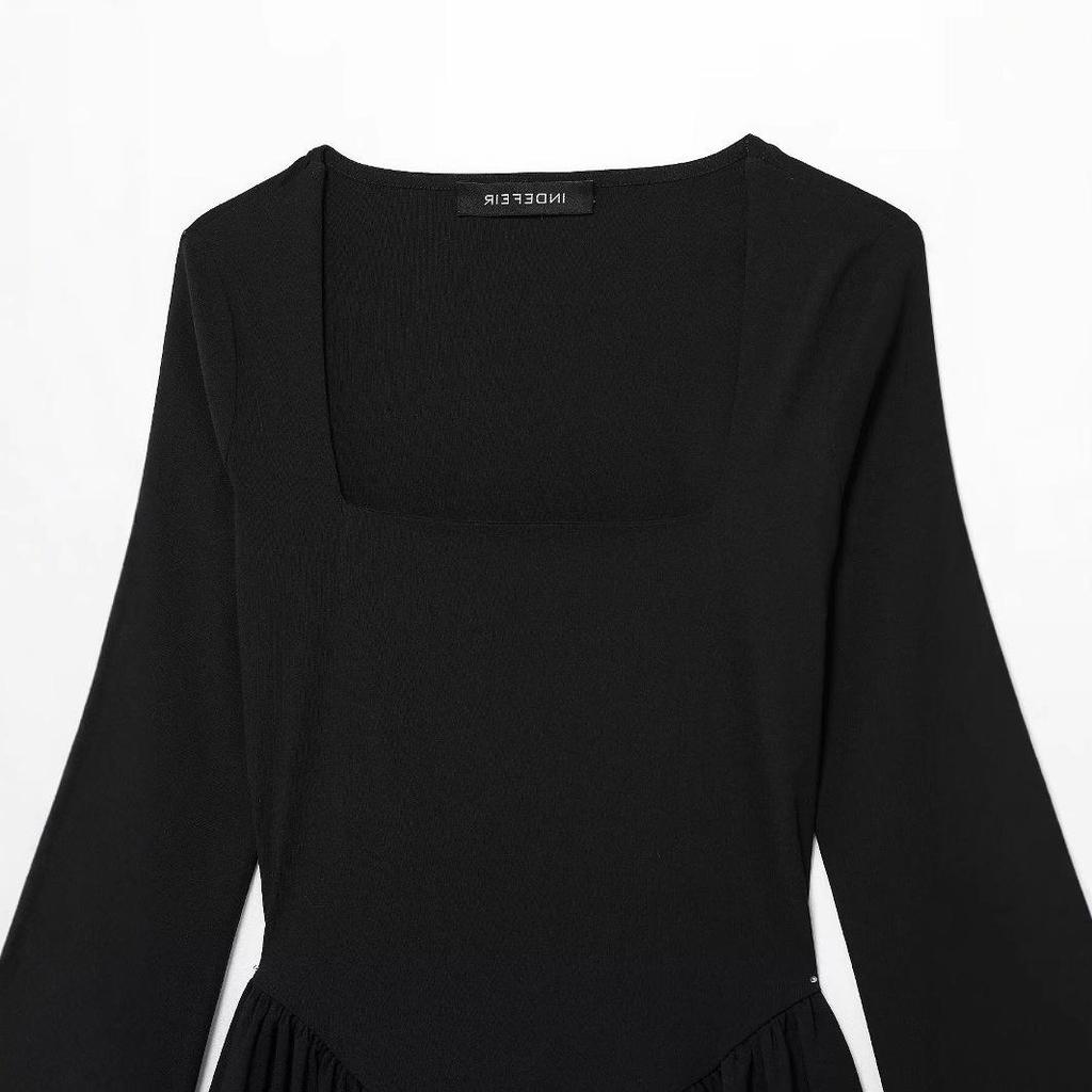 TAOP&ZA Women's Elegant Square Neck Balloon Silhouette Short Dress - Early Spring Collection