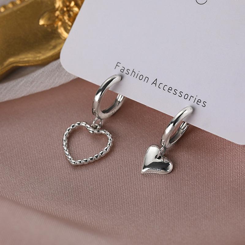 Trendy Color Love Heart Earrings For Women Girls Korean Asymmetrical Tassel Earrings Party Wedding Jewelry Gifts