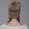 New Natural Raccoon Fur Pompom Knit Hat For Women Warm Angora Rabbit Bonnet Women's Winter Fleece Hats Casual Female Caps