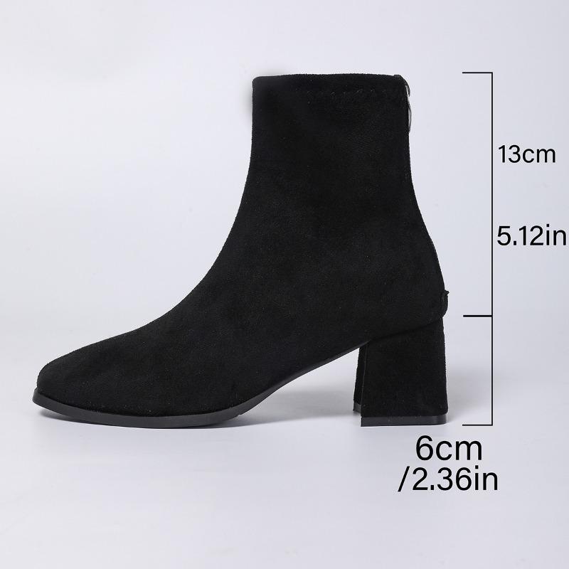 

Новая обувь больших размеров, женские модные ботильоны на толстом каблуке с квадратным носком, женские ботинки и ботильоны на молнии 36 чёрный