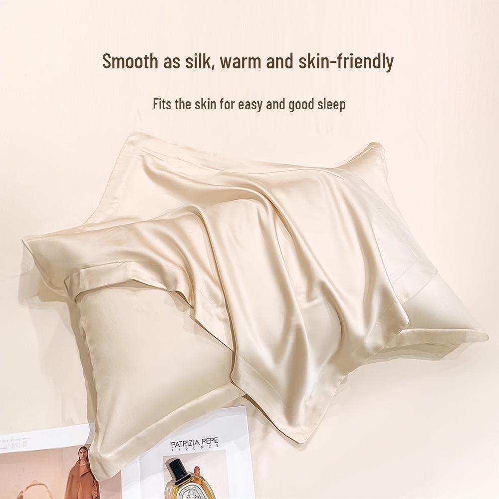 Set di Due Federe in Seta Tencel - Colore Unito per Uso Domestico o in Dormitorio
