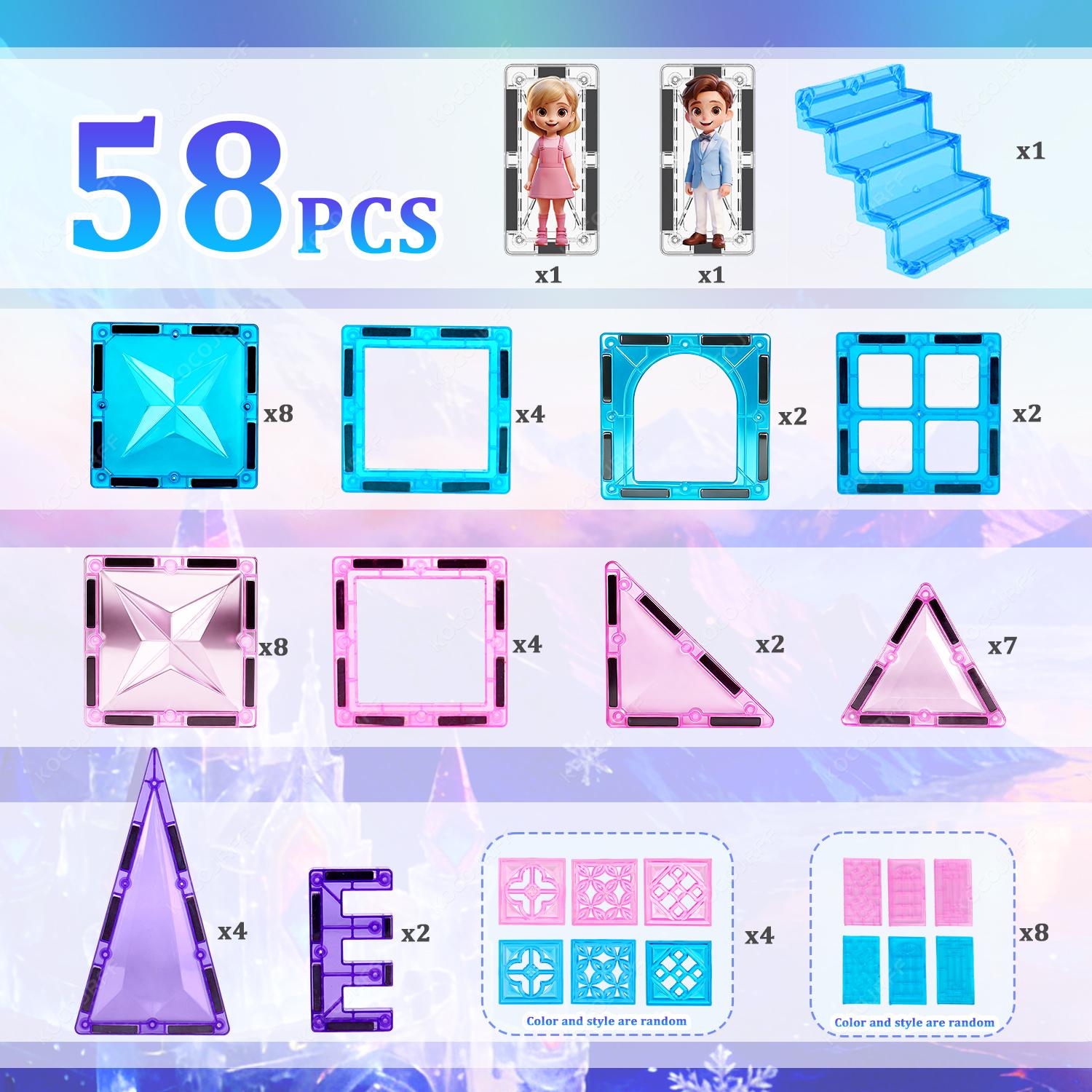 Boys and Girls Magnetic Tiles Toy, Children s Magnetic Building Blocks Castle Magnetic Tiles, Birthday and Holiday Gift