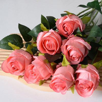 Artificial Rose Branch with Stem Green Leaves Home Wedding Party Faux Flower Floral Arrangement Indoor