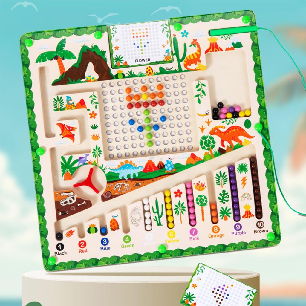 Magnetic Maze for Montessori Toy Magnetic Board Puzzle Dinosaur Kids Wooden Magnetic Maze Toy Educational Toys Develop coordination improve ideal toy