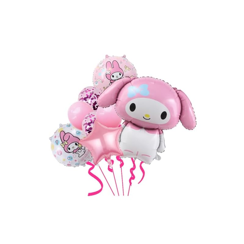 8-Piece Kuromi Birthday Decorations Set, Cute Character Anime Decorations, Shiny Birthday Balloon Set, Balloon Decorations, Celebration, Boys, Girls,