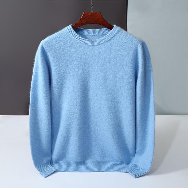 New round neck 100 pure cashmere sweater solid color loose thickened pullover knitted primed warm sweater