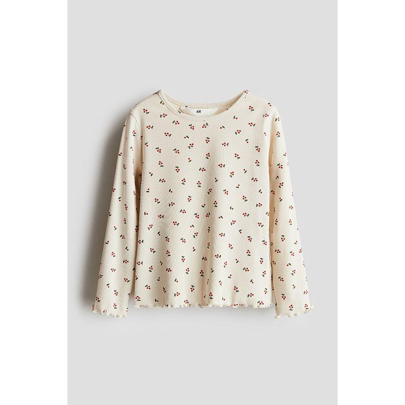 

HM Детская одежда Футболка для девочки Летний фестивальный принт круглый вырез длинные рукава Удобный топ 1263138