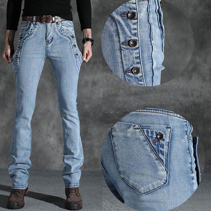 Men's Micro Flare Jeans Korean Style Stretch Slim Men's Flared Denim Trousers