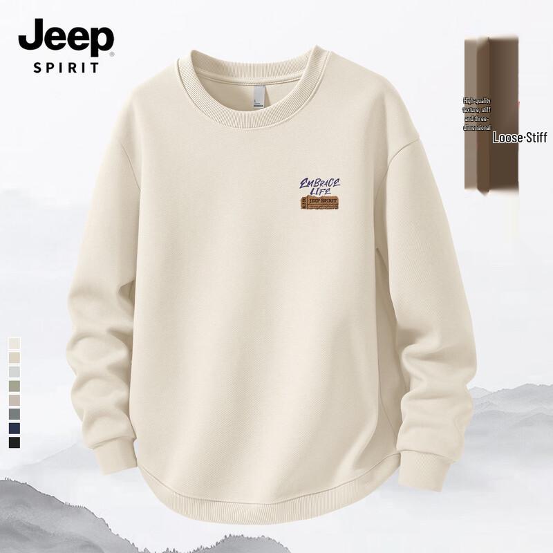 JEEP SPIRIT Men s 2025 Casual Logo Print Round Neck Sweatshirt M