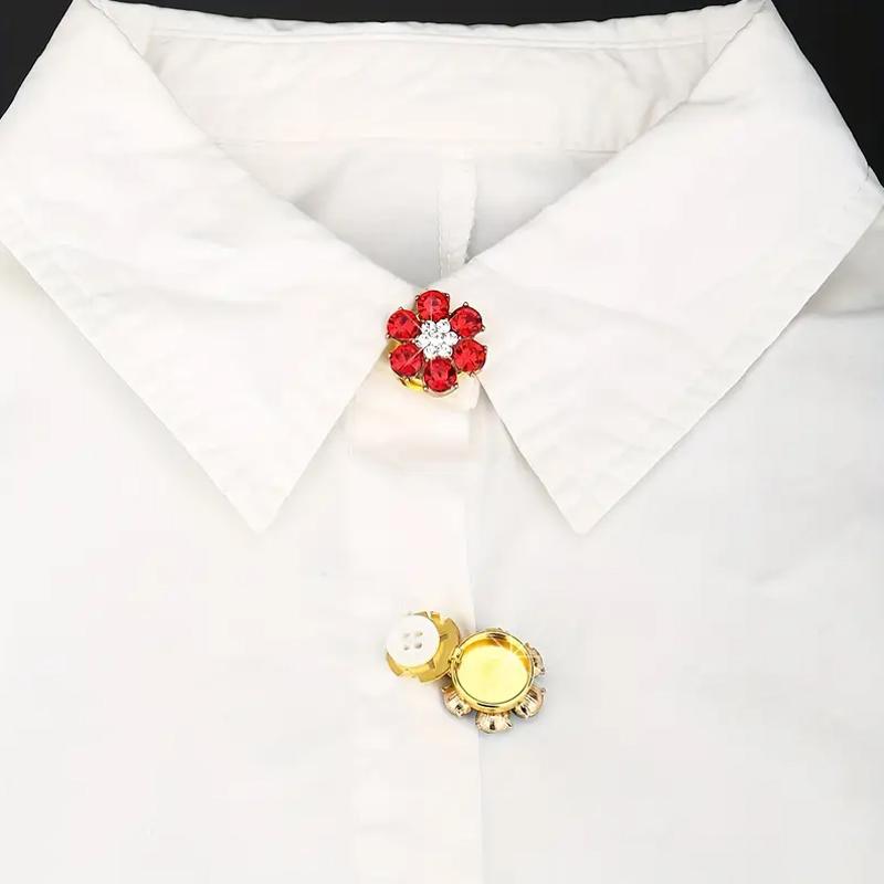 1PC Hidden Buttons Wedding Cuff Links Daily Life Faux Crystal Buttons Covers Party Flower Decorative Buttons For Clothing Decor