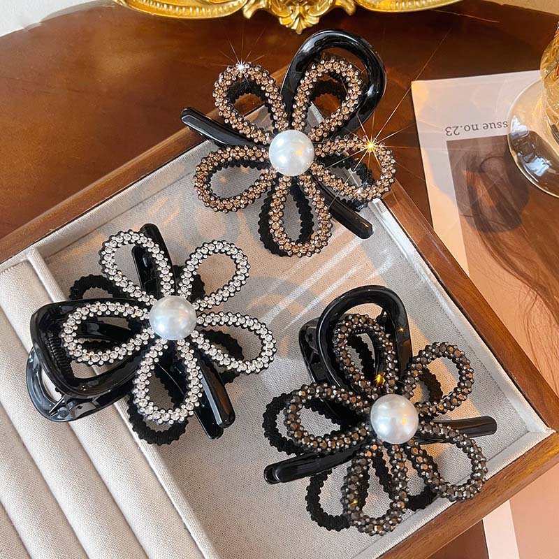 New Rhinestones Hollow Flower Hair Claw For Women Girls Fashion Elegant Hair Ornament Hair Clips Headband Hair Accessories