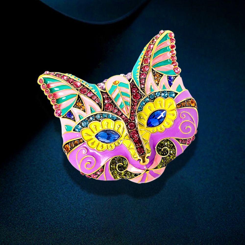 Schmuckzubehör Tropföl Brosche Übertriebene Vintage Anstecknadel Retro Katze Emaille Brosche Damen