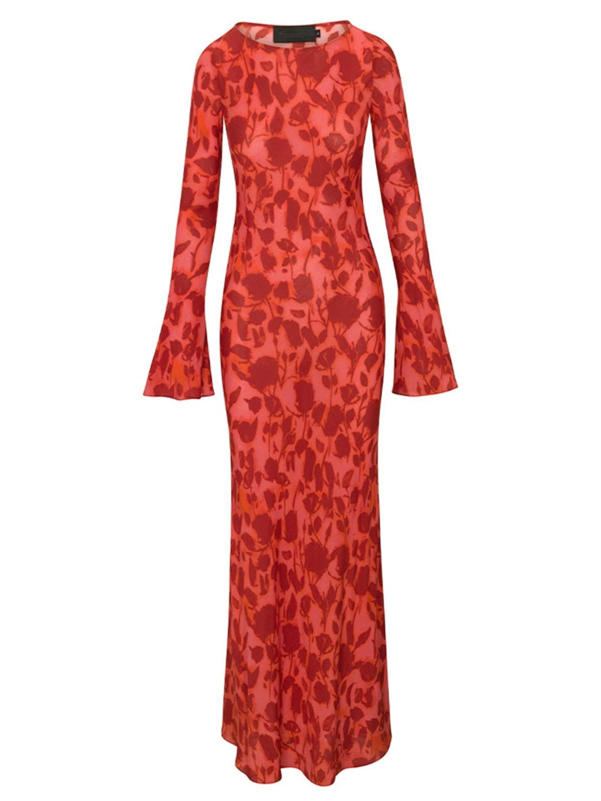 

Женское платье макси с длинными рукавами и расклешенным вечерним платьем XL красный