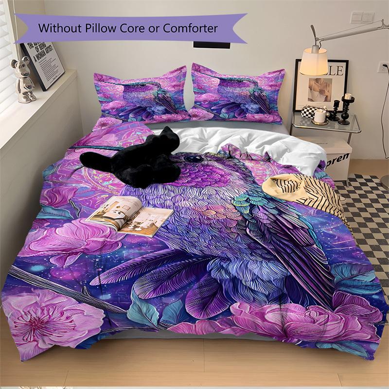 3pc Hummingbird Flowers Cover Set - 1 Quilt Cover + 2 Pillowcases, All Seasons Bedroom Setting, Perfect for Home018