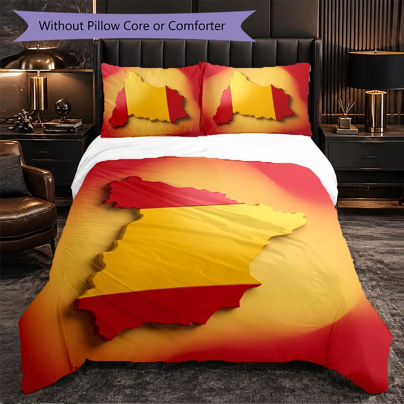 Ensemble de literie 3 pièces motif football Espagne Housse de couette douce en microfibre avec taies d'oreiller pour chambre à coucher