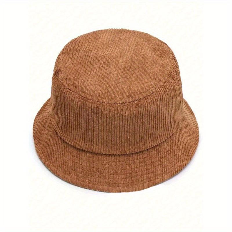 Thick Corduroy Simple Wide Brim Warm Bucket Hat