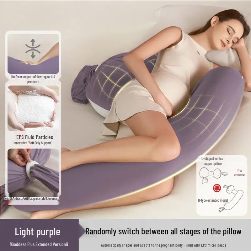 U-Shaped Lumbar & Belly Support Pregnancy Pillow for Side Sleeping