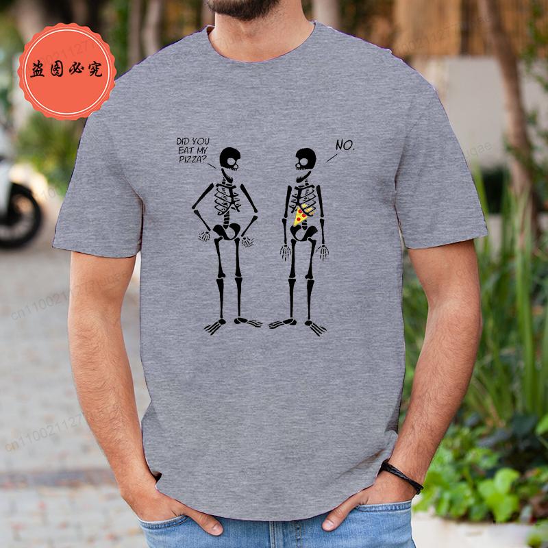Men's Clothing Did You Eat My Pizza? Cute Funny Skeleton T-Shirt Men Women T-Shirt Fashion Brand Clothing T Shirts Casual Shirt