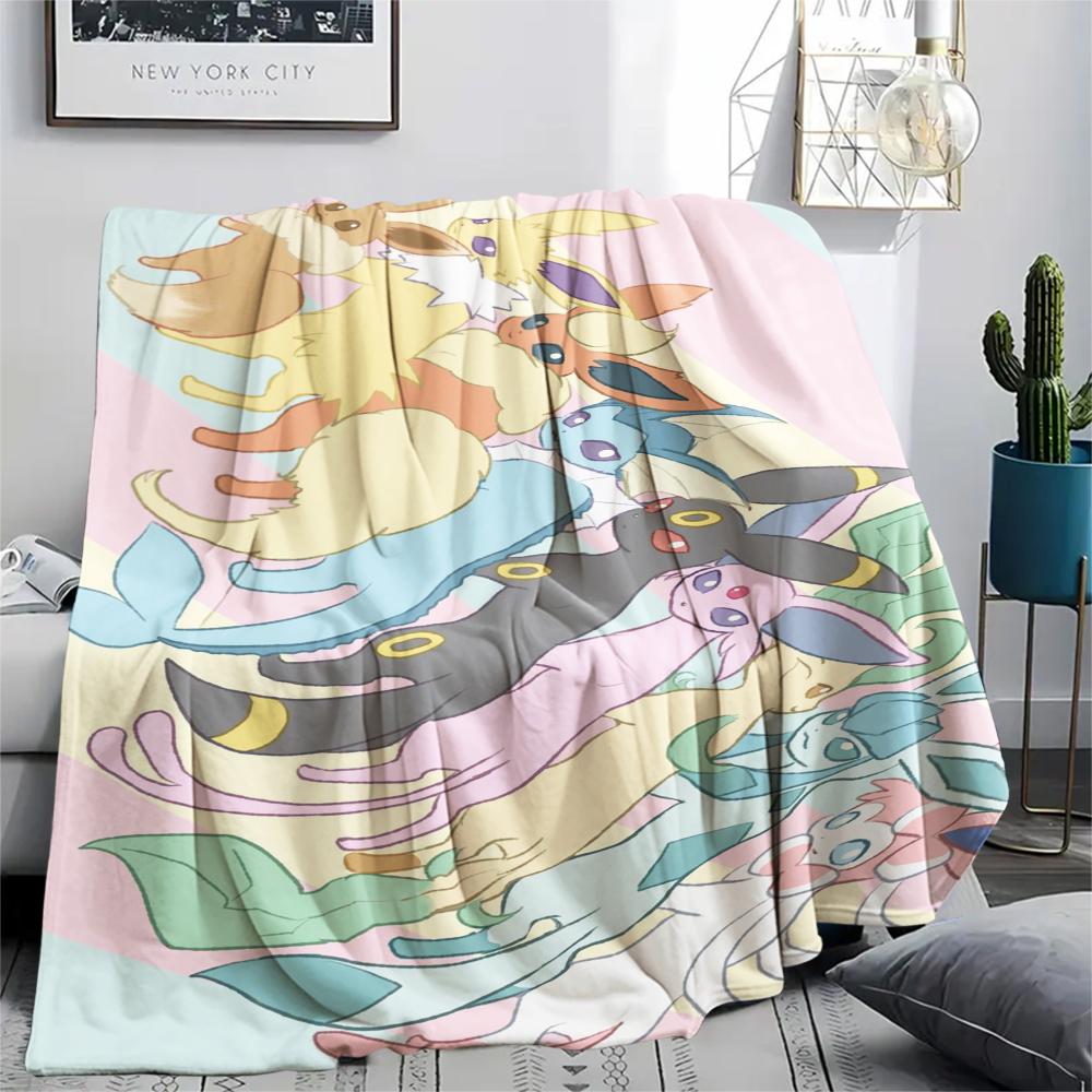 Eevee Muster Flanelldecke, Hohe Qualität, Bequem für Alle Jahreszeiten, Heimdekoration, Wärme und Komfort, Perfekt für Geschenke.