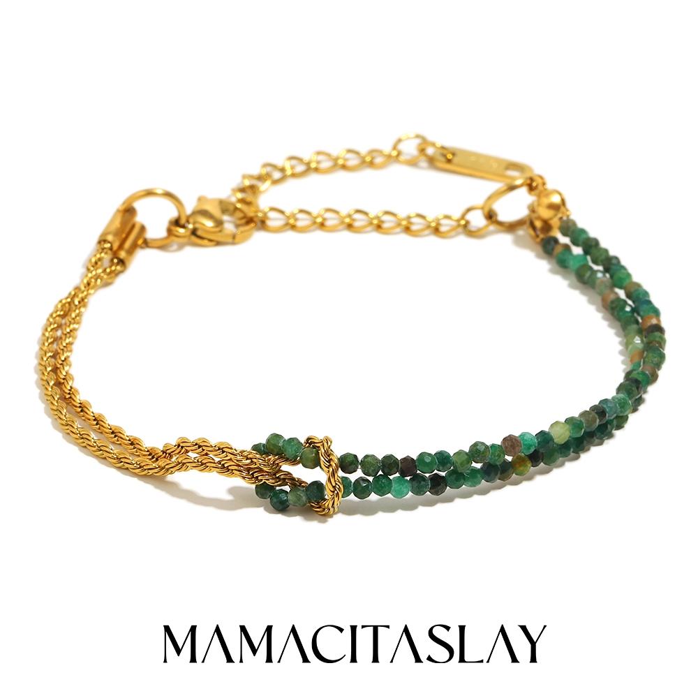 

MamacitaSlay 316L Stainless Steel Natural Stone Handmade Asymmetric Bracelet Party Waterproof Jewelry Women s Charm Bracelet 22cm