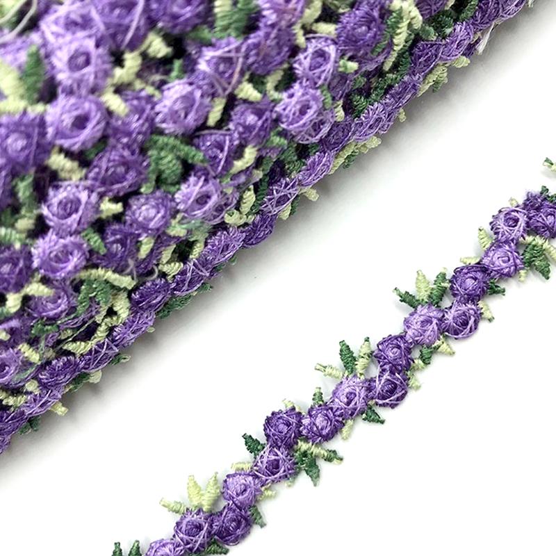 

10 Ярдів/Рулон Мереживна Обробка Аксесуари для Одягу Шиття Ручна Робота Вишита Квітка DIY Поліестерові Стрічки Тканинна Обробка Мереживна Обробка 1.5CM фіолетовий