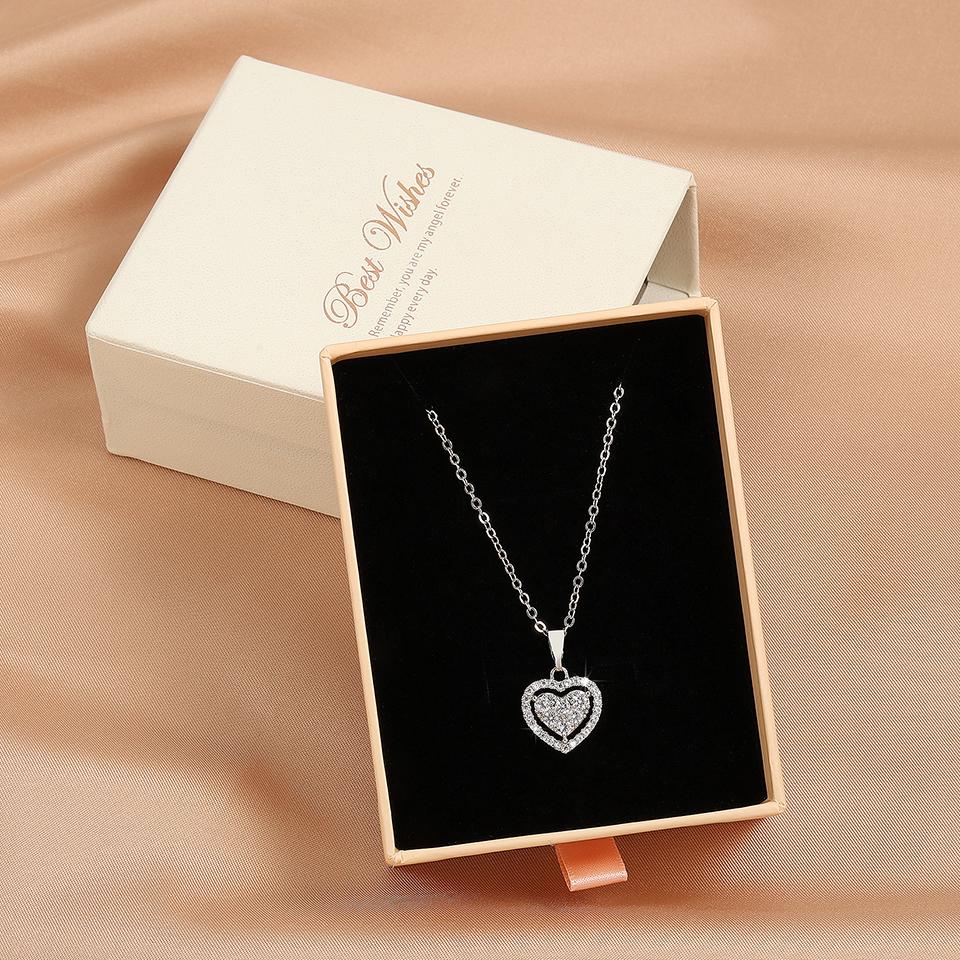ZAKOL Simple Geometric Crystal White Zircon Pendant Necklace For Women copper-Color Wedding Party Zircon Gift With Box