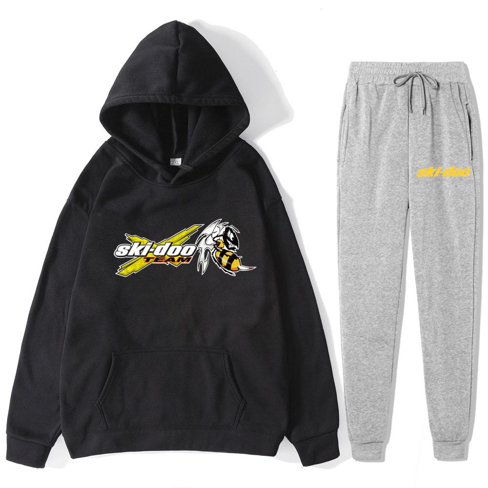 

Autumn Winter Ski-Doo Team Logo Printed Hoodies Sweatpants Set Fashionable Casual Warm Sports Long Sleeved Pants Men s Sport Wear XXXL