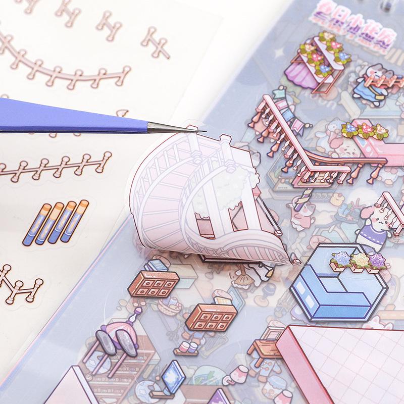 Light Luxury Cartoon Miniature Scene Sticker Book: Creative Fun DIY Stickers