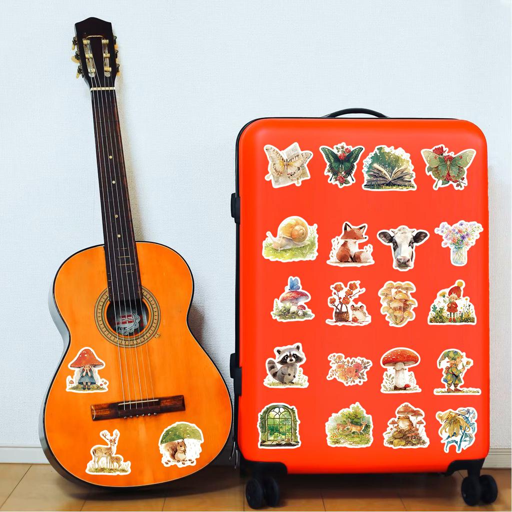 50PCS Fairy Tale Animals Sticker Notebook Skateboard Landscape Bicycle Laptop Luggage Creative Decorative Aesthetic Stickers