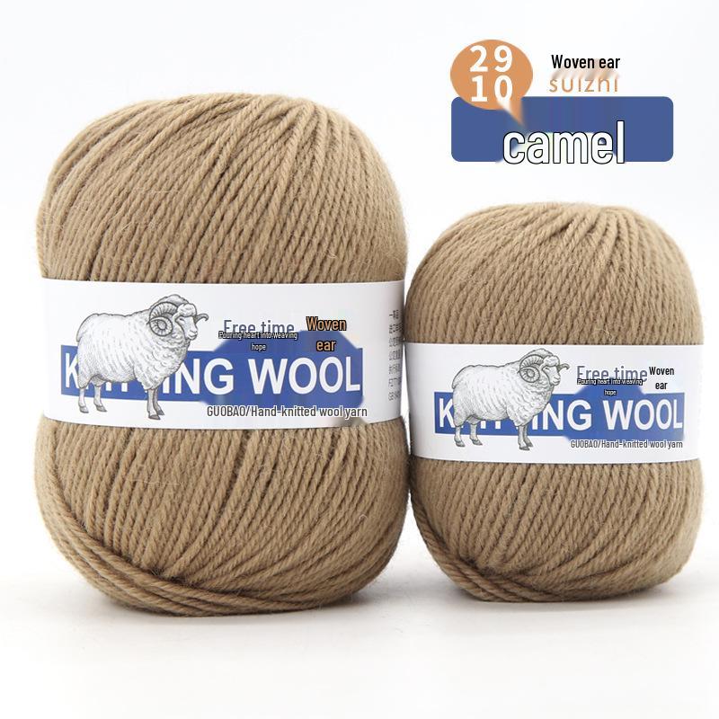 Wool Yarn Hand-Knitted Sweater Scarf Hat - Pure Color Four-Strand Yarn Ball