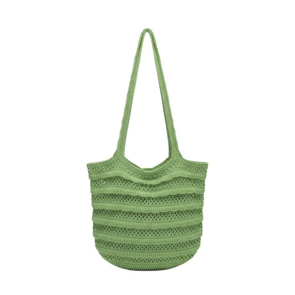 Sweet Crochet Shoulder Bag Large Capacity Seaside Vacation Handbag Knitted Tote Bag  Summer
