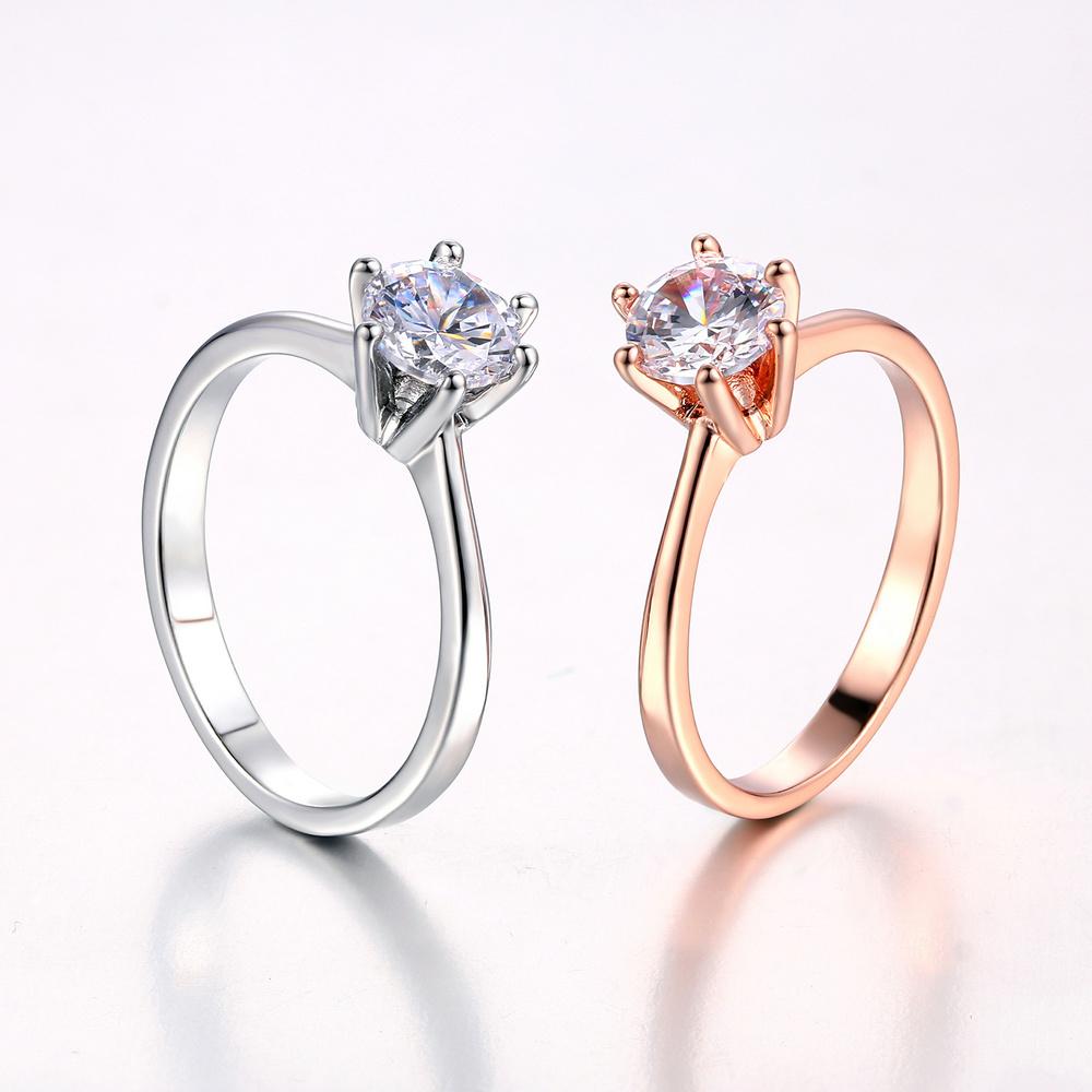 ZHOUYANG Wedding Rings For Women Classic Forever Perfect Cut 1 Carat Zircon Rose Gold Color 6 Claws Gift Wholesale Jewelry R013
