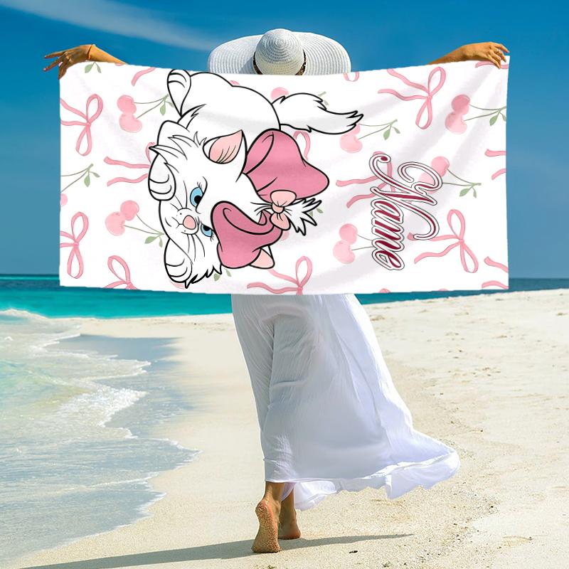 Personalized Cheshire Cat Hearts Theme Beach Towel Microfiber Beach Towel Thin Absorbent for Beach Swimming Yoga Bath Sports. 0910353