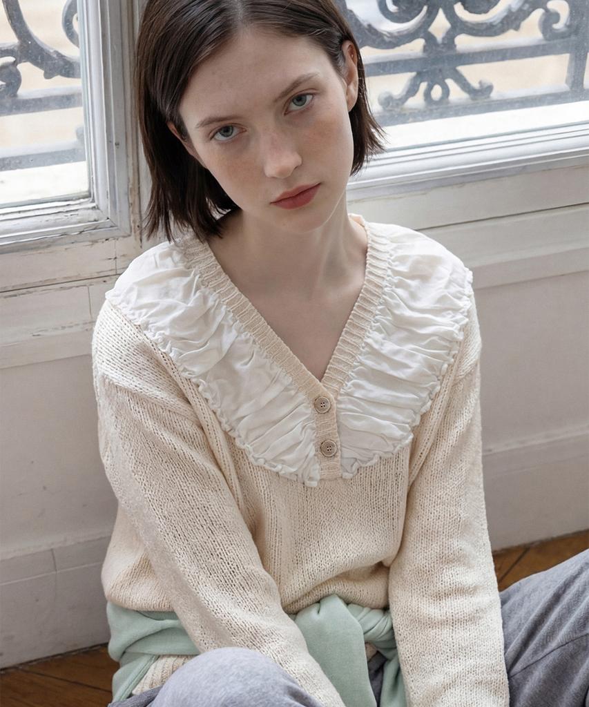 SINOON Chiffon Shirring Knit (Cream)
