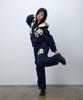 EEERRR Er Waffle Applique Long Sweat Pants (Navy)