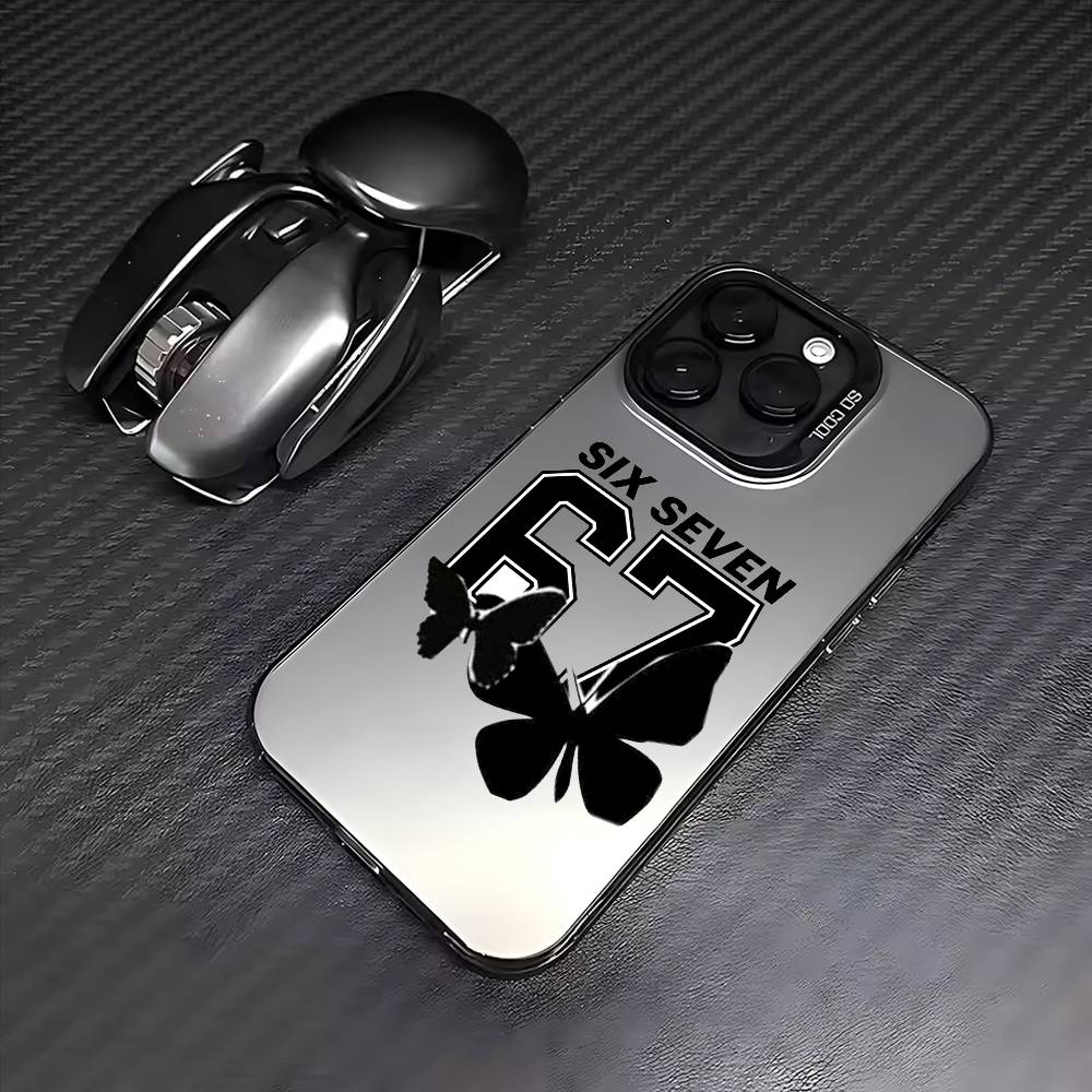 67-Six Seven Phone Case For iPhone 17,16,15,14,13,12,11 Plus,Pro Max,Colored Silver Phone Case