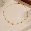 Gold Alternating Heart and Crystal Station Necklace