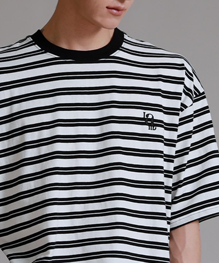 LIKE THE MOST Double Stripe Oversized Short Sleeve T-Shirt_White