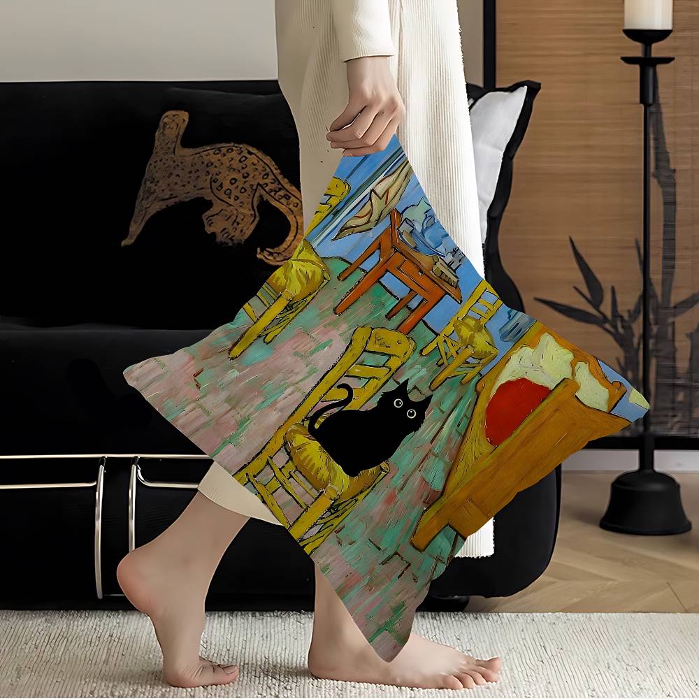 Funny Art Matisse Monet Black Cat Pillow Anime Pillow Sofa Bed Head Pillow Cover Cushion Cover 45x45 Cm Fashion 12x12Inch