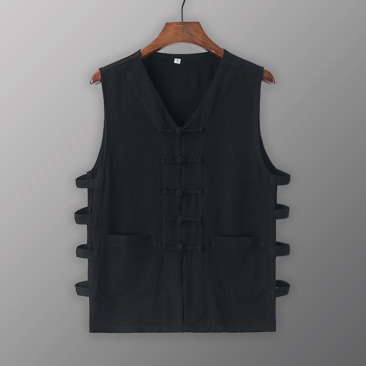 Vintage Vest Men Shirt Kung Fu Vest Summer Tank Top Tang Suit Traditional Chinese Clothing Sleeveless Open Cardigan